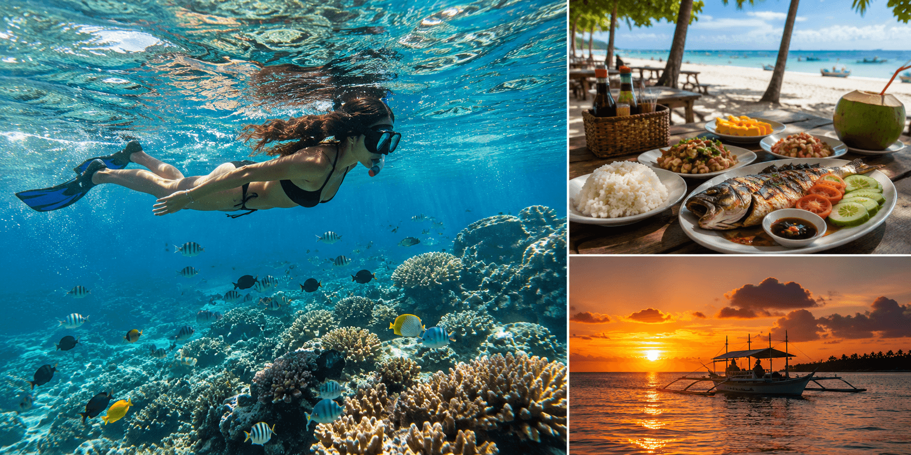 Snorkel en Siargao, almuerzo en Daku Island y banga al atardecer en el island hopping