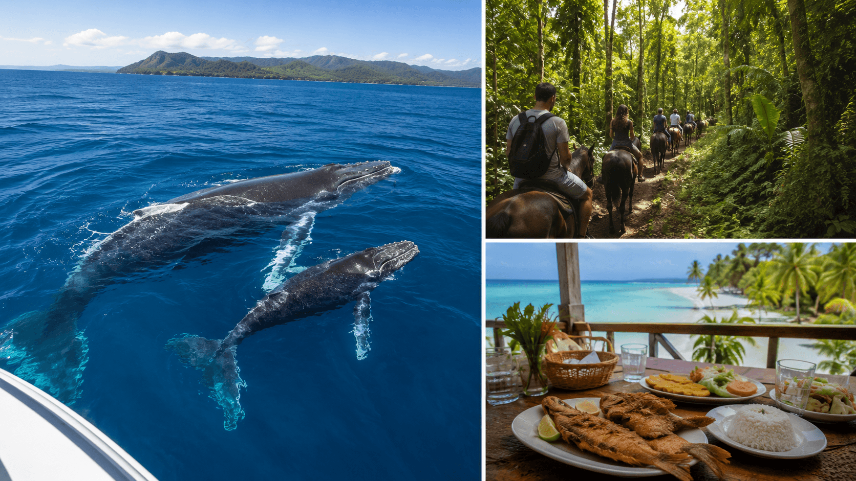 Ballenas jorobadas en Samaná, cabalgata a la Cascada El Limón y almuerzo dominicano en Cayo Levantado