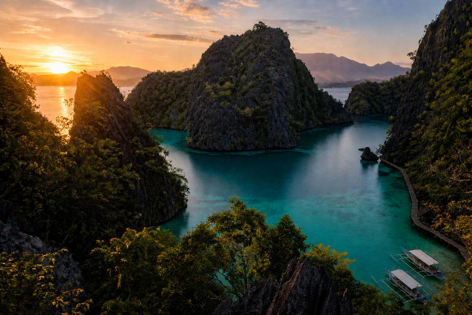 Kayangan Lake vacío al amanecer con tour privado en Coron